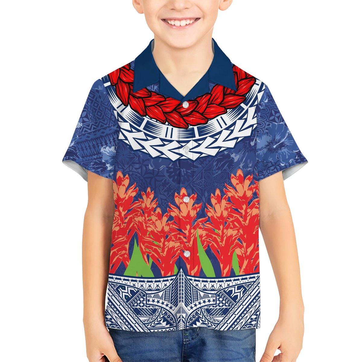 Samoan Tapa Hawaiian Shirt Ula Fala and Teuila Flower LT03 - Polynesian Pride
