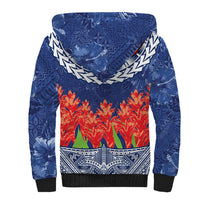 Samoan Tapa Sherpa Hoodie Ula Fala and Teuila Flower LT03 - Polynesian Pride