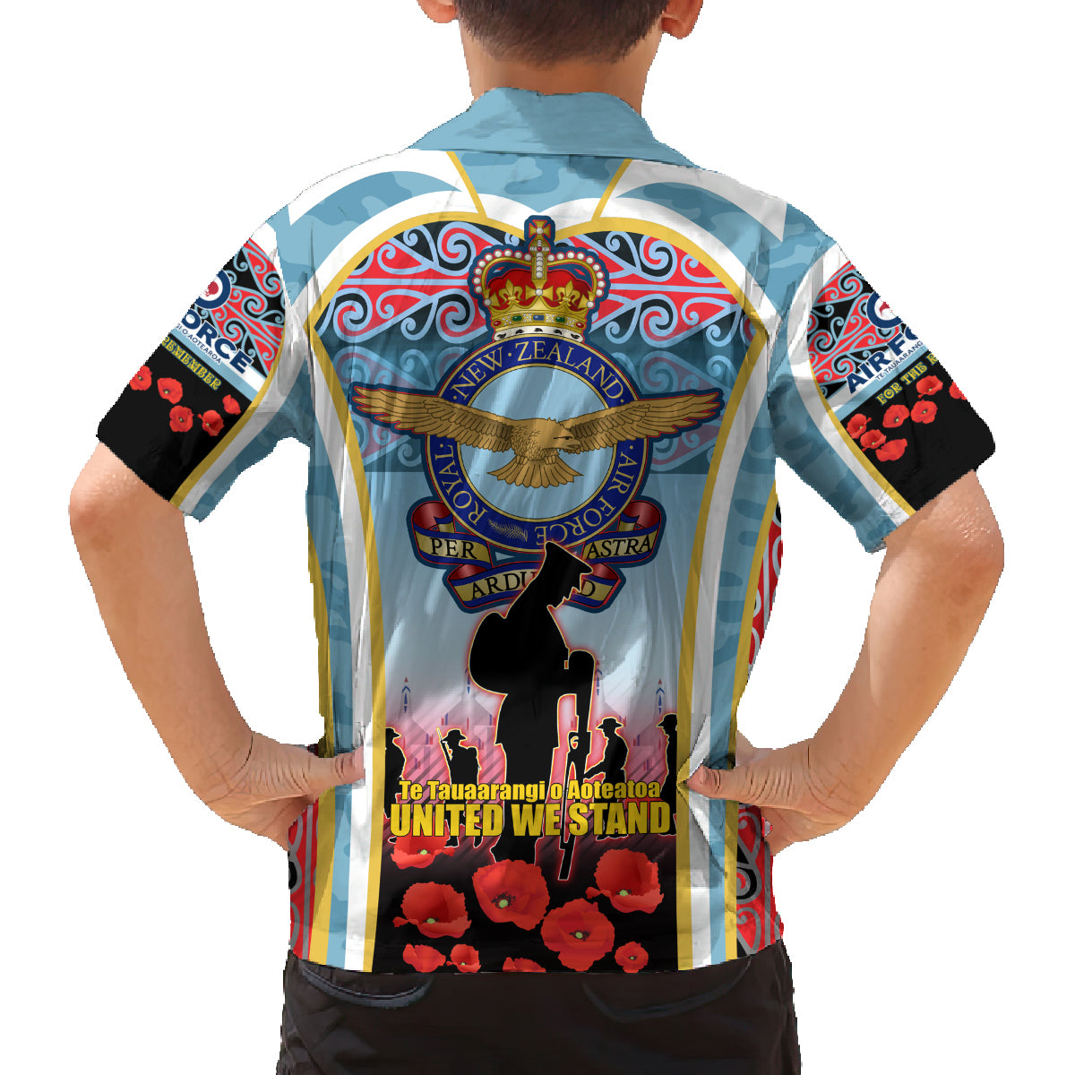 Royal New Zealand Air Force ANZAC Day Family Matching Off Shoulder Maxi Dress and Hawaiian Shirt Te Tauaarangi o Aotearoa LT03 - Polynesian Pride