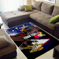 Personalised United States and American Samoa Area Rug Bald Eagle Rose and Hibiscus Flower LT03 - Polynesian Pride