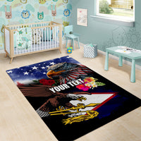 Personalised United States and American Samoa Area Rug Bald Eagle Rose and Hibiscus Flower LT03 - Polynesian Pride