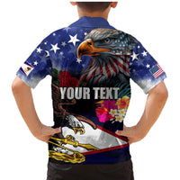 Personalised United States and American Samoa Family Matching Mermaid Dress and Hawaiian Shirt Bald Eagle Rose and Hibiscus Flower LT03 - Polynesian Pride
