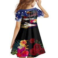 Personalised United States and American Samoa Family Matching Summer Maxi Dress and Hawaiian Shirt Bald Eagle Rose and Hibiscus Flower LT03 - Polynesian Pride