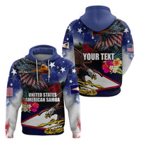 United States and American Samoa Hoodie Bald Eagle Rose and Hibiscus Flower