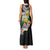 Hawaii Aloha Tropical Leaves and Flower Tank Maxi Dress with Polynesian Art Tattoo Black Color - Polynesian Pride