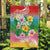 Hawaii Aloha Tropical Leaves and Flower Garden Flag with Polynesian Art Tattoo Rainbow Color - Polynesian Pride