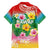 Hawaii Aloha Tropical Leaves and Flower Hawaiian Shirt with Polynesian Art Tattoo Rainbow Color - Polynesian Pride