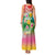 Hawaii Aloha Tropical Leaves and Flower Tank Maxi Dress with Polynesian Art Tattoo Rainbow Color - Polynesian Pride
