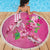 Hawaii Aloha Turtle Hibiscus and Leaves Beach Blanket with Polynesian and Kakau Tattoos Rose Color - Polynesian Pride