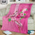 Hawaii Aloha Turtle Hibiscus and Leaves Blanket with Polynesian and Kakau Tattoos Rose Color - Polynesian Pride