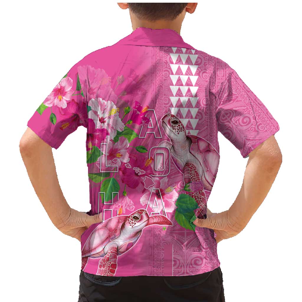 Hawaii Aloha Turtle Hibiscus and Leaves Family Matching Mermaid Dress and Hawaiian Shirt with Polynesian and Kakau Tattoos Rose Color LT03 - Polynesian Pride