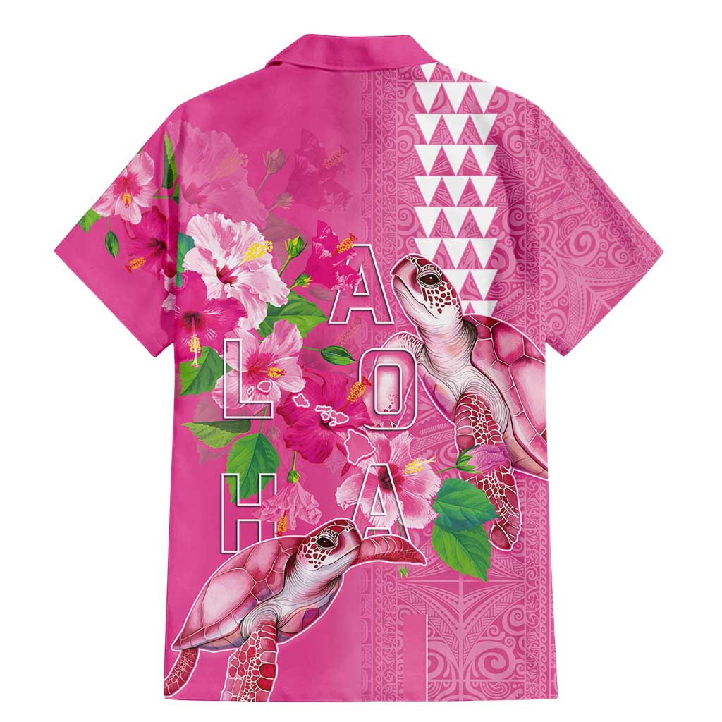 Hawaii Aloha Turtle Hibiscus and Leaves Family Matching Mermaid Dress and Hawaiian Shirt with Polynesian and Kakau Tattoos Rose Color LT03 - Polynesian Pride