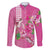 Hawaii Aloha Turtle Hibiscus and Leaves Family Matching Mermaid Dress and Hawaiian Shirt with Polynesian and Kakau Tattoos Rose Color - Polynesian Pride