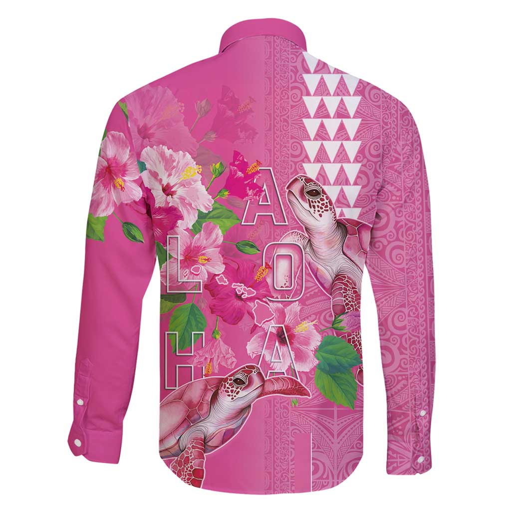 Hawaii Aloha Turtle Hibiscus and Leaves Family Matching Mermaid Dress and Hawaiian Shirt with Polynesian and Kakau Tattoos Rose Color LT03 - Polynesian Pride