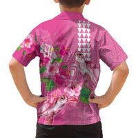 Hawaii Aloha Turtle Hibiscus and Leaves Family Matching Puletasi and Hawaiian Shirt with Polynesian and Kakau Tattoos Rose Color LT03 - Polynesian Pride