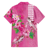Hawaii Aloha Turtle Hibiscus and Leaves Family Matching Puletasi and Hawaiian Shirt with Polynesian and Kakau Tattoos Rose Color LT03 - Polynesian Pride