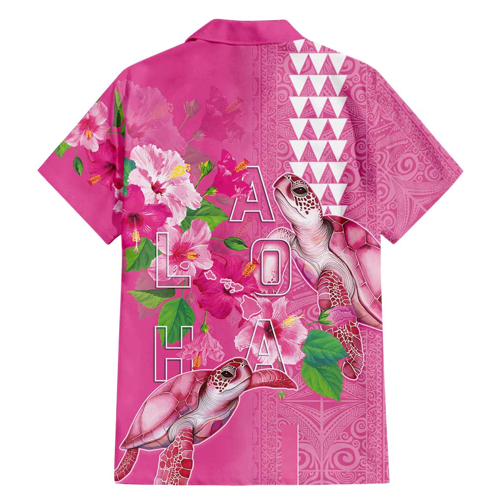 Hawaii Aloha Turtle Hibiscus and Leaves Family Matching Summer Maxi Dress and Hawaiian Shirt with Polynesian and Kakau Tattoos Rose Color LT03 - Polynesian Pride