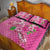 Hawaii Aloha Turtle Hibiscus and Leaves Quilt Bed Set with Polynesian and Kakau Tattoos Rose Color - Polynesian Pride