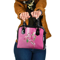 Hawaii Aloha Turtle Hibiscus and Leaves Shoulder Handbag with Polynesian and Kakau Tattoos Rose Color - Polynesian Pride