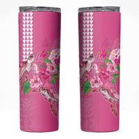 Hawaii Aloha Turtle Hibiscus and Leaves Skinny Tumbler with Polynesian and Kakau Tattoos Rose Color LT03 Pink - Polynesian Pride