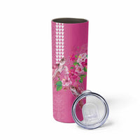Hawaii Aloha Turtle Hibiscus and Leaves Skinny Tumbler with Polynesian and Kakau Tattoos Rose Color LT03 - Polynesian Pride
