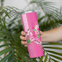 Hawaii Aloha Turtle Hibiscus and Leaves Skinny Tumbler with Polynesian and Kakau Tattoos Rose Color LT03 - Polynesian Pride