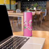 Hawaii Aloha Turtle Hibiscus and Leaves Skinny Tumbler with Polynesian and Kakau Tattoos Rose Color LT03 - Polynesian Pride