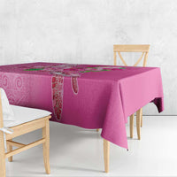 Hawaii Aloha Turtle Hibiscus and Leaves Tablecloth with Polynesian and Kakau Tattoos Rose Color LT03 - Polynesian Pride