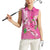 Hawaii Aloha Turtle Hibiscus and Leaves Women Sleeveless Polo Shirt with Polynesian and Kakau Tattoos Rose Color - Polynesian Pride