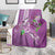Hawaii Aloha Turtle Hibiscus and Leaves Blanket with Polynesian and Kakau Tattoos Lilac Color - Polynesian Pride