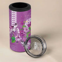 Hawaii Aloha Turtle Hibiscus and Leaves 4 in 1 Can Cooler Tumbler with Polynesian and Kakau Tattoos Lilac Color LT03 - Polynesian Pride