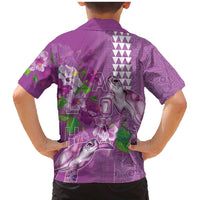 Hawaii Aloha Turtle Hibiscus and Leaves Family Matching Mermaid Dress and Hawaiian Shirt with Polynesian and Kakau Tattoos Lilac Color LT03 - Polynesian Pride