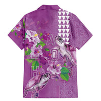 Hawaii Aloha Turtle Hibiscus and Leaves Family Matching Mermaid Dress and Hawaiian Shirt with Polynesian and Kakau Tattoos Lilac Color LT03 - Polynesian Pride