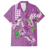 Hawaii Aloha Turtle Hibiscus and Leaves Family Matching Puletasi and Hawaiian Shirt with Polynesian and Kakau Tattoos Lilac Color LT03 Dad's Shirt - Short Sleeve Purple - Polynesian Pride