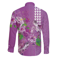 Hawaii Aloha Turtle Hibiscus and Leaves Family Matching Puletasi and Hawaiian Shirt with Polynesian and Kakau Tattoos Lilac Color LT03 - Polynesian Pride