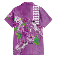 Hawaii Aloha Turtle Hibiscus and Leaves Family Matching Summer Maxi Dress and Hawaiian Shirt with Polynesian and Kakau Tattoos Lilac Color LT03 - Polynesian Pride
