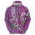 Hawaii Aloha Turtle Hibiscus and Leaves Hoodie with Polynesian and Kakau Tattoos Lilac Color - Polynesian Pride