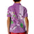 Hawaii Aloha Turtle Hibiscus and Leaves Kid Polo Shirt with Polynesian and Kakau Tattoos Lilac Color - Polynesian Pride