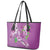 Hawaii Aloha Turtle Hibiscus and Leaves Leather Tote Bag with Polynesian and Kakau Tattoos Lilac Color - Polynesian Pride