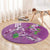 Hawaii Aloha Turtle Hibiscus and Leaves Round Carpet with Polynesian and Kakau Tattoos Lilac Color - Polynesian Pride