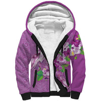 Hawaii Aloha Turtle Hibiscus and Leaves Sherpa Hoodie with Polynesian and Kakau Tattoos Lilac Color LT03 Unisex Purple - Polynesian Pride