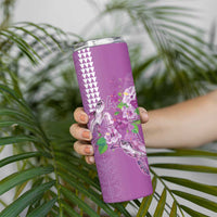 Hawaii Aloha Turtle Hibiscus and Leaves Skinny Tumbler with Polynesian and Kakau Tattoos Lilac Color LT03 - Polynesian Pride