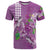Hawaii Aloha Turtle Hibiscus and Leaves T Shirt with Polynesian and Kakau Tattoos Lilac Color - Polynesian Pride