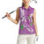 Hawaii Aloha Turtle Hibiscus and Leaves Women Sleeveless Polo Shirt with Polynesian and Kakau Tattoos Lilac Color - Polynesian Pride