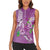 Hawaii Aloha Turtle Hibiscus and Leaves Women Sleeveless Polo Shirt with Polynesian and Kakau Tattoos Lilac Color - Polynesian Pride