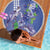 Hawaii Aloha Turtle Hibiscus and Leaves Beach Blanket with Polynesian and Kakau Tattoos Denim Color - Polynesian Pride