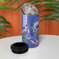 Hawaii Aloha Turtle Hibiscus and Leaves 4 in 1 Can Cooler Tumbler with Polynesian and Kakau Tattoos Denim Color LT03 - Polynesian Pride