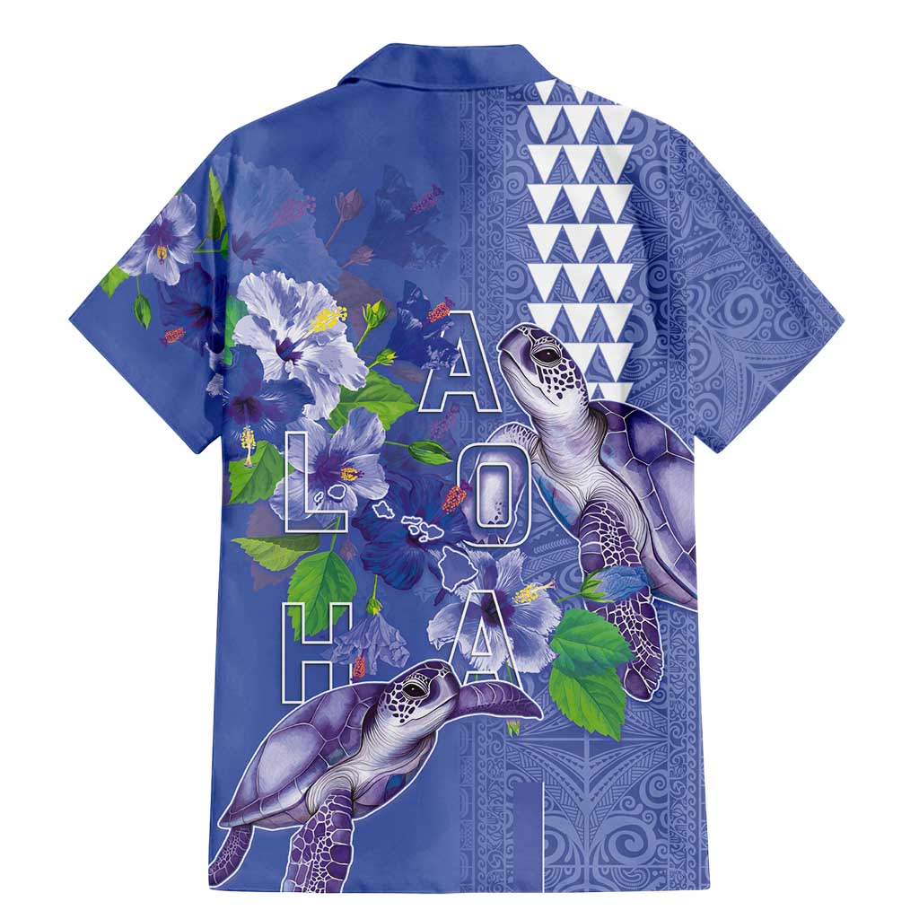 Hawaii Aloha Turtle Hibiscus and Leaves Family Matching Mermaid Dress and Hawaiian Shirt with Polynesian and Kakau Tattoos Denim Color LT03 - Polynesian Pride