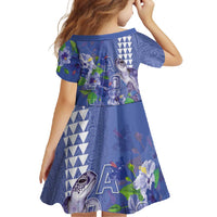 Hawaii Aloha Turtle Hibiscus and Leaves Family Matching Tank Maxi Dress and Hawaiian Shirt with Polynesian and Kakau Tattoos Denim Color LT03 - Polynesian Pride