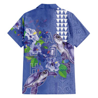 Hawaii Aloha Turtle Hibiscus and Leaves Family Matching Tank Maxi Dress and Hawaiian Shirt with Polynesian and Kakau Tattoos Denim Color LT03 - Polynesian Pride